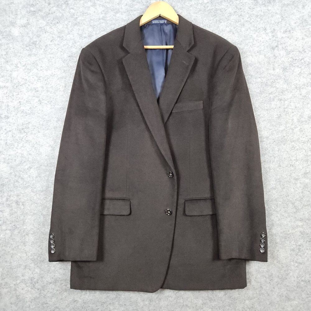 Nautica Men's Brown Blazer Size 44L Faux Cashmere Polyester Blend 2-Button SOFT